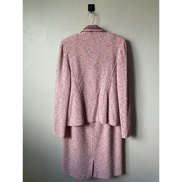 St. John Couture Embellished Knit Pink Blush Multi Jacket & Dress Suit- Size 12 - Picture 10 of 16
